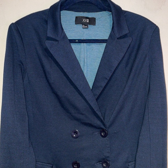 Forever 21 Navy Knit Blazer Large - Picture 2 of 10